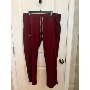 Figs Cairo Cargo Scrub Pants Burgundy Men's XL Elastic Waist Straight Medical
